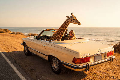 Cabriolet et girafe