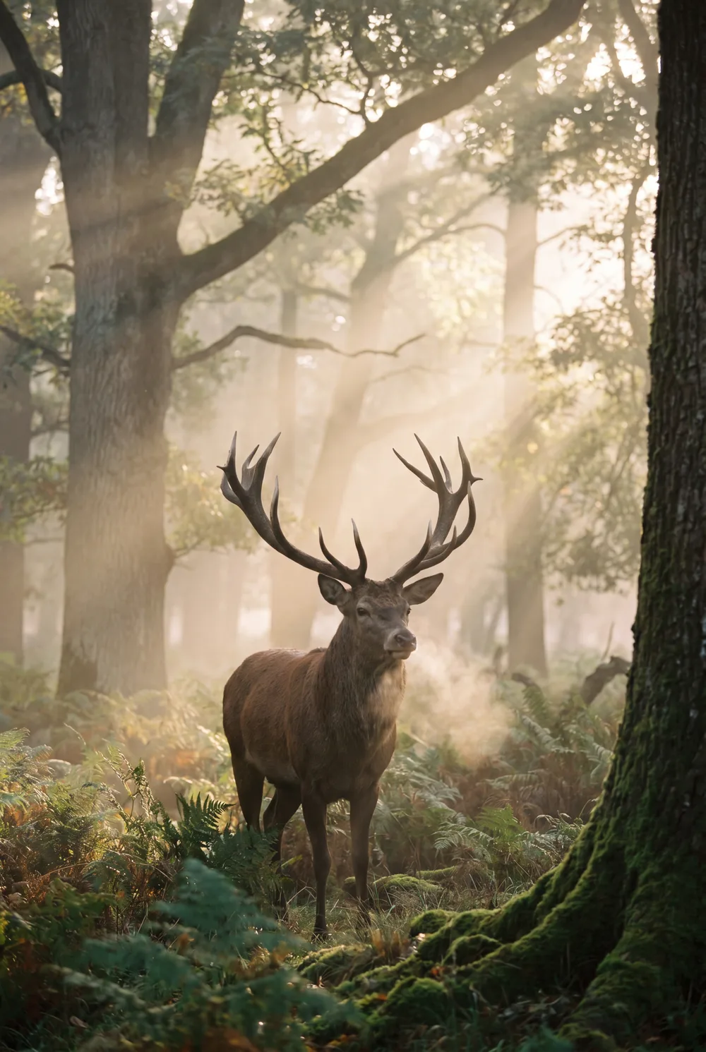 Cerf à l'aube, mise en situation illustrative