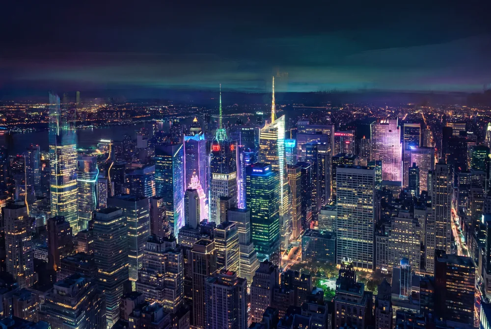 Skyline néon, mise en situation illustrative