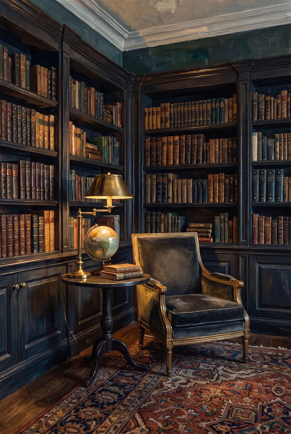 Bibliothèque intimiste, mise en situation illustrative