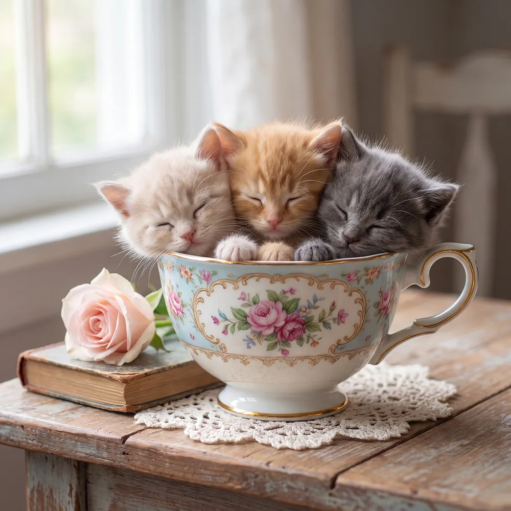 Chatons en tasse, mise en situation illustrative